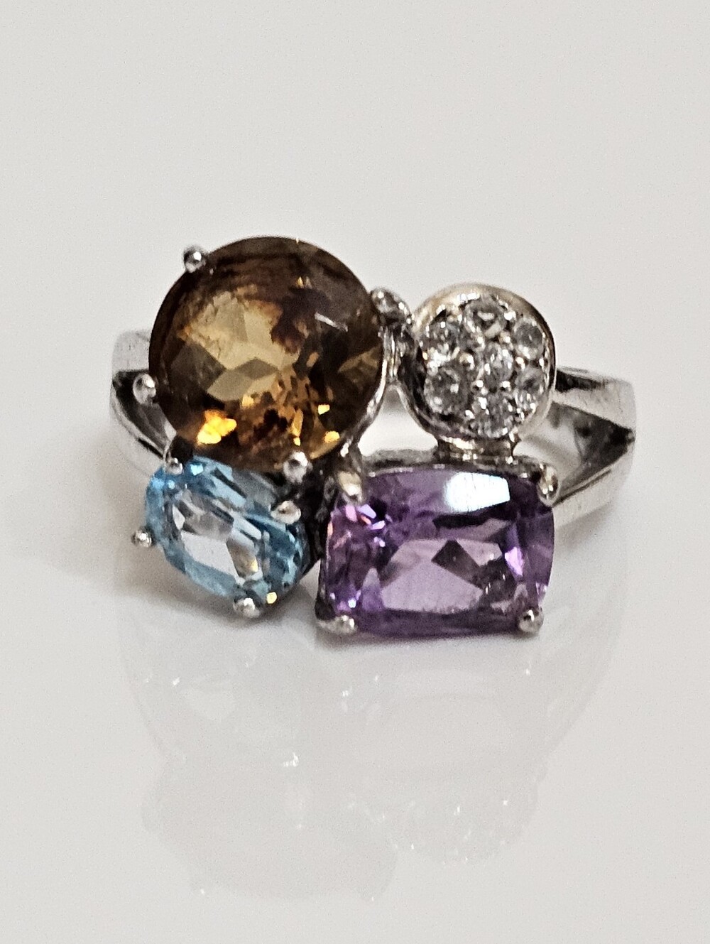Genuine Michelle Albala Multiple Gemstone Ring Sterling Silver Size 7!